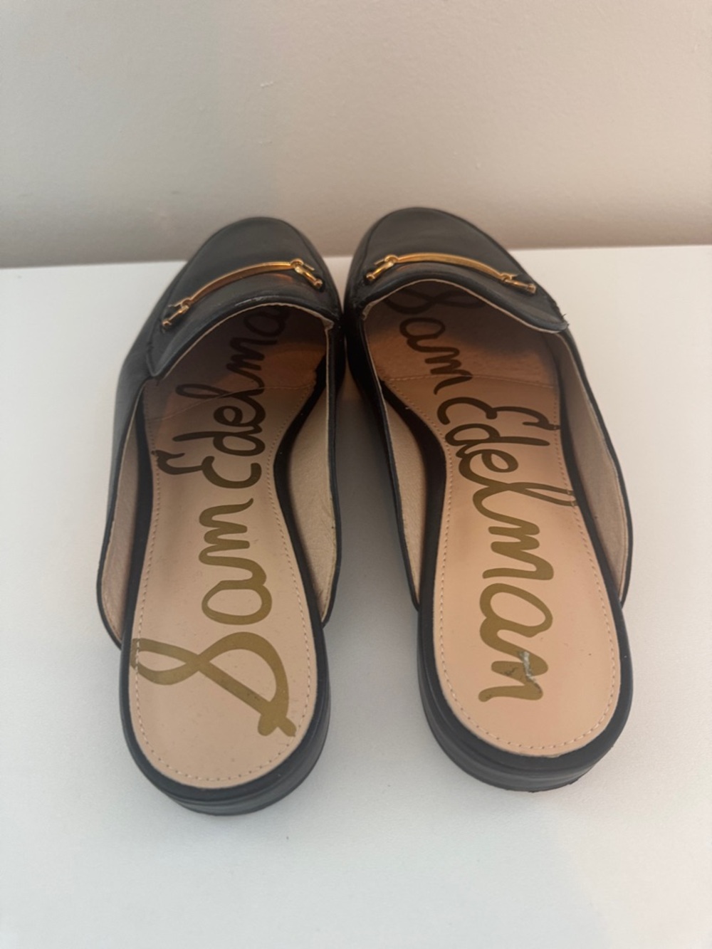 Sam Edelman Black Leather Mule Loafers with Gold Bit - Picture 2 of 4
